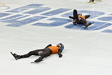 Dutch relay team after finishing fourth 2014 WInter Olympics Short track speed skating.jpg