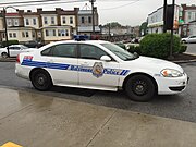 2016-05-11 18 45 30 Baltimore City Police Car at the intersection of Franklin Street (U.S