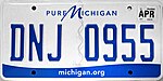 2017 Michigan state license plate, DNJ-0955.jpg