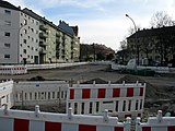 Bauarbeiten in der Waldkircher Straße in Freiburg-Brühl zur Verlegung der Stadtbahn aus der parallel verlaufenden Komturstraße