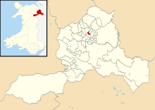 Location of the Stansty electoral ward in Wrexham County Borough, Wales 2022 Wales Wrexham Ward Stansty map.svg