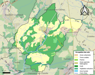 Barevná mapa znázorňující využití půdy.