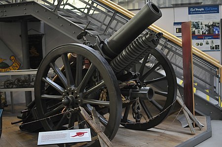 6-inch 30 cwt Howitzer preserved by the Royal Artillery Museum. 6 inch 30 cwt howitzer, British 1902 (16857293598).jpg