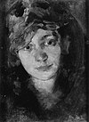Podobizna dámy v klobouku, kol. 1929 (olej na plátně)