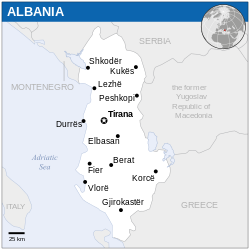 阿尔巴尼亚 的位置