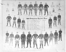 The 1920 football team holds the school record for single season victories with 11 and fewest points allowed with 25. ApprenticeFootball-1920team.gif