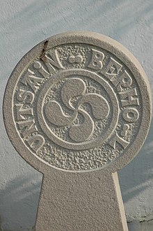 An example of Basque lettering in a funerary stela. Ascain Stele discoidale.jpg