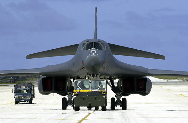 A B-1B bomber at Andersen