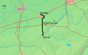 Section of the Geseke – Büren railway line