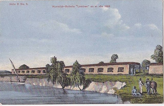 The Londres Battery of the Humaitá fortifications. Although this image by E.C. Jourdan of the Brazilian engineering corps has become iconic, it shows 