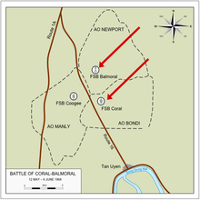 Carte de la zone d'opérations détaillant les emplacements mentionnés dans le texte.