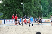 Deutsch: Beachhandball Europameisterschaften 2019 (Beach handball Euro); Tag 3: 4. Juli 2019 – Männer, Platzierungsrunde Gruppe III, Italien-Montenegro 2:0 (22:15, 18:7) English: Beach handball Euro; Day 3: 4 July 2019 – Men Consolation Round Group III – Italy-Montenegro 2:0 (22:15, 18:7)