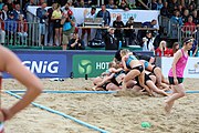 Deutsch: Beachhandball Europameisterschaften 2019 (Beach handball Euro); Tag 6: 7. Juli 2019 – Frauenfinale, Dänemark-Ungarn 2:0 (18:12, 23:22) English: Beach handball Euro; Day 6: 7 July 2019 – Women's Final – Denmark-Hungary 2:0 (18:12, 23:22)