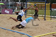 Deutsch: Beachhandball bei den Olympischen Jugendspielen 2018; Tag 5, 10. November 2018; Jungs, Platzierungsrunde - Chinese Taipei (Taiwan)-Mauritius 2:0 English: Beach handball at the 2018 Summer Youth Olympics at 11 October 2018 – Boys Consolation Round – Chinese Taipei-Mauritius 2:0