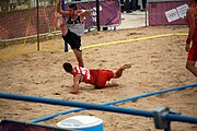 Deutsch: Beachhandball bei den Olympischen Jugendspielen 2018; Tag 5, 10. November 2018; Jungen, Hauptrunde - Ungarn-Portugal 0:2 English: Beach handball at the 2018 Summer Youth Olympics at 11 October 2018 – Boys Main Round – Hungary-Portugal 0:2