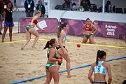 Deutsch: Beachhandball bei den Olympischen Jugendspielen 2018; Tag 5, 10. November 2018; Mädchen, Hauptrunde - Ungarn-Argentinien 1:2 English: Beach handball at the 2018 Summer Youth Olympics at 11 October 2018 – Girls Main Round – Hungary-Argentina 1:2