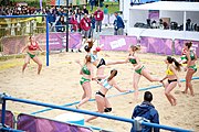 Deutsch: Beachhandball bei den Olympischen Jugendspielen 2018; Tag 5, 10. November 2018; Mädchen, Hauptrunde - Ungarn-Argentinien 1:2 English: Beach handball at the 2018 Summer Youth Olympics at 11 October 2018 – Girls Main Round – Hungary-Argentina 1:2