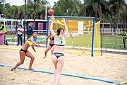 Deutsch: Beachhandball bei den Olympischen Jugendspielen 2018; Tag 5, 10. November 2018; Mädchen, Hauptrunde - Chinese Taipei (Taiwan)-Paraguay 2:0 English: Beach handball at the 2018 Summer Youth Olympics at 11 October 2018 – Girls Main Round – Chinese Taipei (Taiwan)-Paraguay 2:0