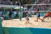 Deutsch: Beachvolleyball bei den Olympischen Jugendspielen 2018; Tag 11, 17. Oktober 2018; Jungen,Finale – Niederlande (Matthew Immers/Yorick de Groot)-Schweden (David Åhman/Jonatan Hellvig) 0:2 (20–22/15–21) English: Beach volleyball at the 2018 Summer Youth Olympics at 17 October 2018 – Final – Netherlands (Matthew Immers/Yorick de Groot)-Sweden (David Åhman/Jonatan Hellvig) 0:2 (20–22/15–21)