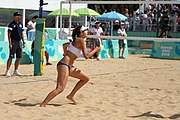 Deutsch: Beachvolleyball bei den Olympischen Jugendspielen 2018; Tag 11, 17. Oktober 2018; Jungen, Spiel um Platz 3 – USA (Devon Newberry/Lindsey Sparks)-Norwegen (Emilie Olimstad/Frida Berntsen) 1:2 (21–1/13–21/9–15) English: Beach volleyball at the 2018 Summer Youth Olympics at 17 October 2018 – Bronze Medal Match – USA (Devon Newberry/Lindsey Sparks)-Norway (Emilie Olimstad/Frida Berntsen) 1:2 (21–1/13–21/9–15)