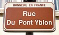 Plaque de la rue du Pont Yblon