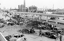 La gare de Calais-Maritime en mai 1940, après les bombardements et l'arrivée de la Wehrmacht.