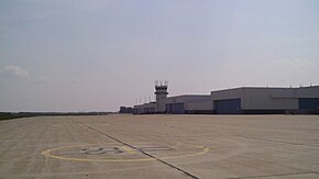 Helipads, and airside air traffic control tower, at CFB Edmonton CYED airside.jpg