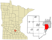 Carver County Minnesota Zonele încorporate și necorporate Chaska Highlighted.svg