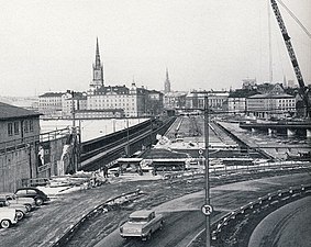 Anläggningsarbetena för södra delen 1958