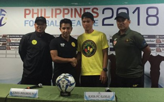 Press conference held prior to a league match between Ceres-Negros and Kaya-Iloilo. May 11, 2018.