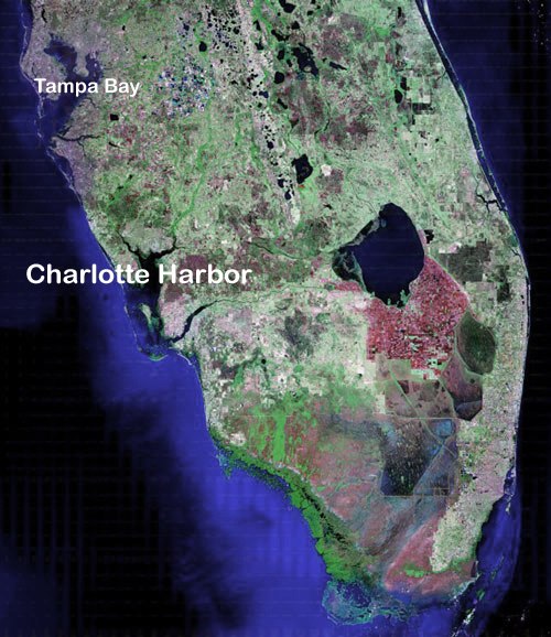 Charlotte Harbor and SW Florida in a NASA satellite image