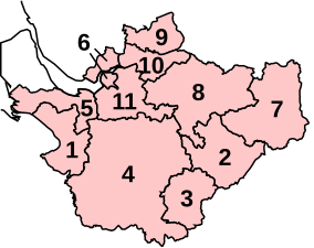 Parliamentary constituencies in Cheshire CheshireParliamentaryConstituenciesNumbered.svg