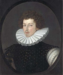 Portrait by William Segar of Sir Henry Kingsmill (1587-1625), (knighted, 1611), of Sydmonton, son of Sir William Kingsmill (d. 1600), by Anne, daughter of William Wilkes of Middleton Cheney. His wife was Bridget daughter and co-heir of John White of Southwick, Hampshire.