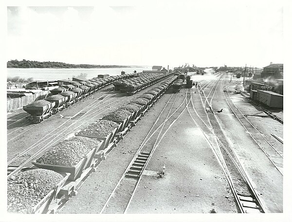 Loaded coal trucks in the Westport Railway yard