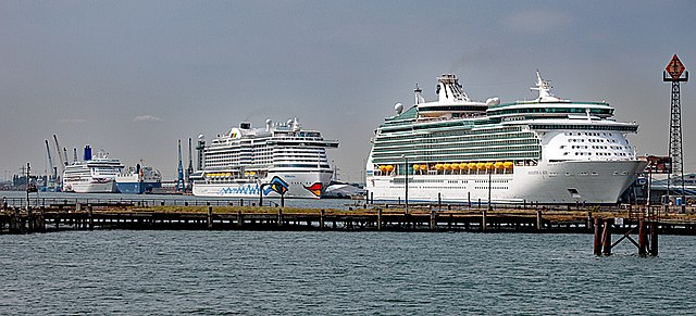 Aurora, AIDAprima and Navigator of the Seas at Southampton