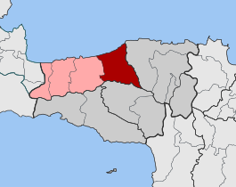 Localização da unidade municipal (vermelho) e do unidade municipal de Arcádi no município de Retimno