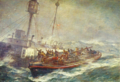 Oil painting by Bernard Finnigan Gribble of the rescue of the crew of LV Comet by RNLB Mary Stanford 1936