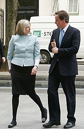 David Cameron with the future Prime Minister Theresa May, who was a member of the Shadow Cabinet from 1999 until 2010 David Cameron's visit2.jpg