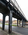 Deutsch: Brücke der Güterumgehungsbahn über die Straße Dehnhaide in Hamburg-Dulsberg. This is a photograph of an architectural monument. It is on the list of cultural monuments of Hamburg, no. 22591.