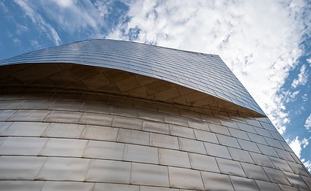 Detail of the Guggenheim Museum titanium façade, Bilbao, Spain