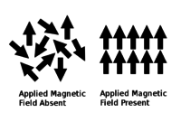 Figure 1. Below the Curie temperature, neighbouring magnetic spins align parallel to each other in a ferromagnet in the absence of an applied magnetic field.