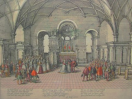 Diederich Graminaeus (1550 1610). Beschreibung derer Fürstlicher Güligscher ec. Hochzeit (Johann Wilhelm von Jülich Kleve Berg ∞ Jakobe von Baden Baden) . Düsseldorf 1585, Nr. 9