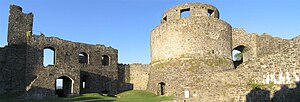 Dinefwr Castle, view on the tower and the grand hall, in the inner courtyard Dinefwr Castle.jpg