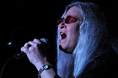 Godchaux singing with her band, November 6, 2009, Blacksburg, Virginia