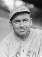 Duffy Lewis holds the American League record. Duffy Lewis, Boston AL (baseball) LCCN2016884277 (cropped).jpg