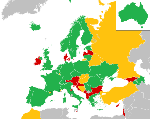 Χρωματισμένος χάρτης των χωρών της Ευρώπης