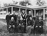 Ellen G. White with personal staff and administrators of Madison College, 1909.