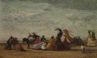 Beach Scene, oil on panel medium QS:P186,Q296955;P186,Q287,P518,Q861259 , 1865, Cleveland Museum of Art