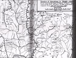 מפה של זירת הקרבות בבקעת הירדן 1918
