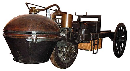 Cugnot's "Fardier à vapeur" ("Steam wagon") of 1769